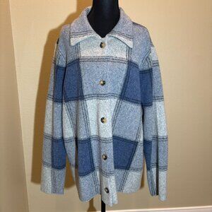 NWOT J.Jill Blue Gray White Chunky Sweater Jacket Size XL